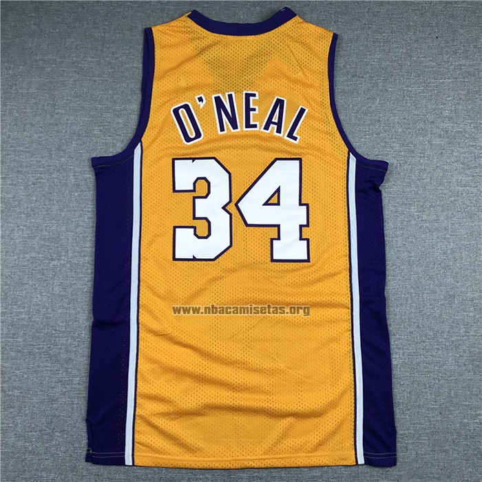 Camiseta Los Angeles Lakers Shaquille O'Neal NO 34 Mitchell & Ness 1999-00 Amarillo